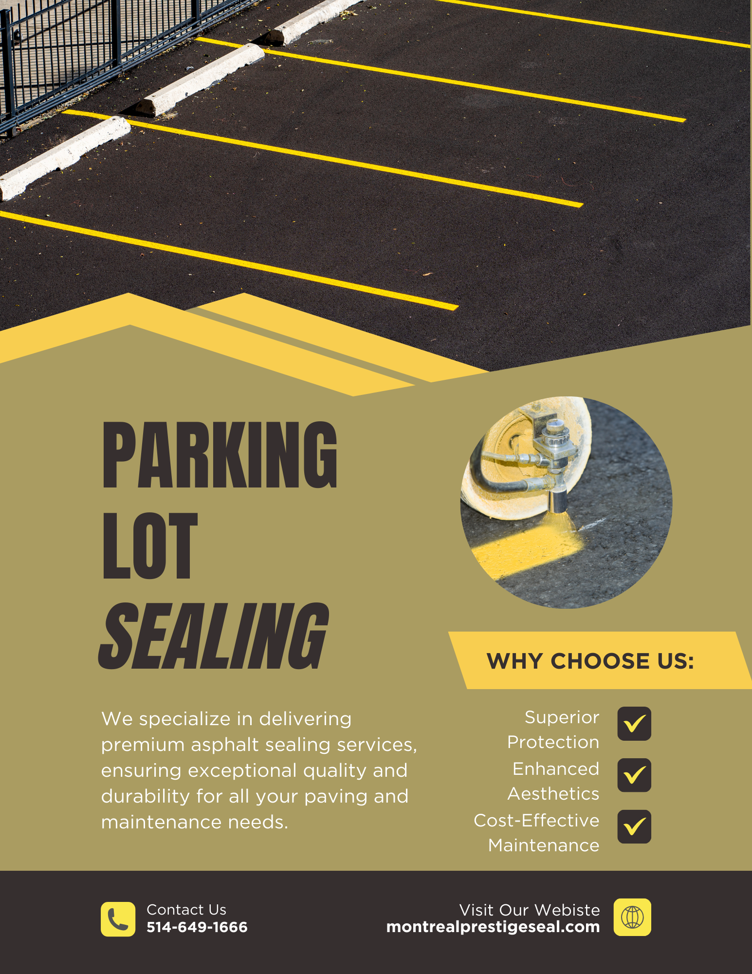 Commercial parking lot sealing and line striping in Montreal
